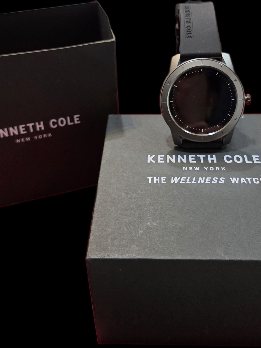 Kenneth Cole Black and Silver Wellness Smartwatch